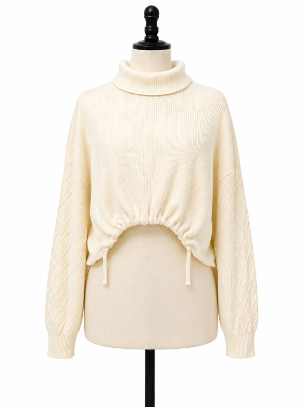 NAP Women's Large Wool Mock Neck Drawstring Hem Oversized Sweater NWT